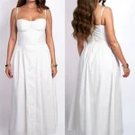 Robe longue blanche cintré en coton