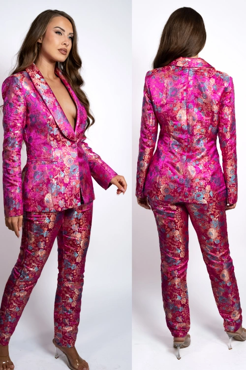 ensemble tailleur rose femme complet